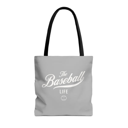 The Baseball Life Tote Bag_Gray w White Print