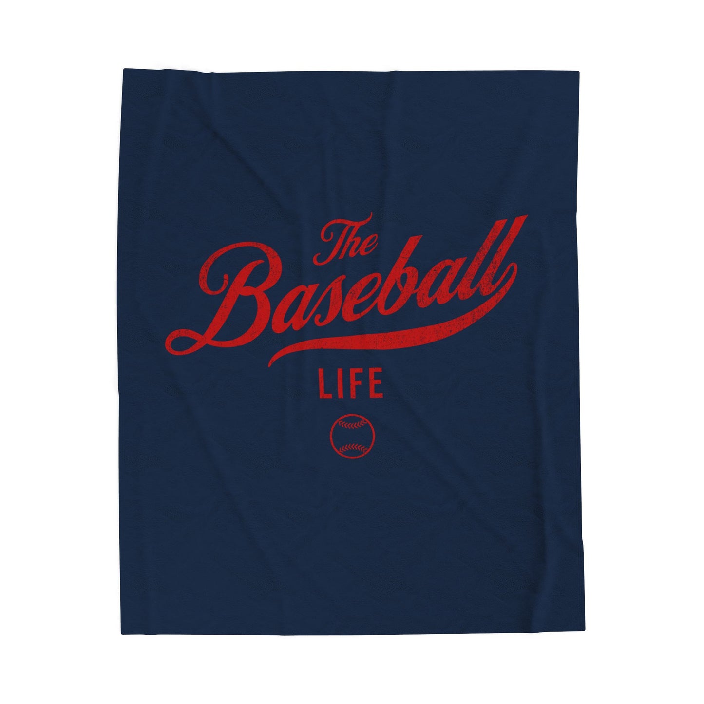 Velveteen Plush Blanket_Navy with Red Print