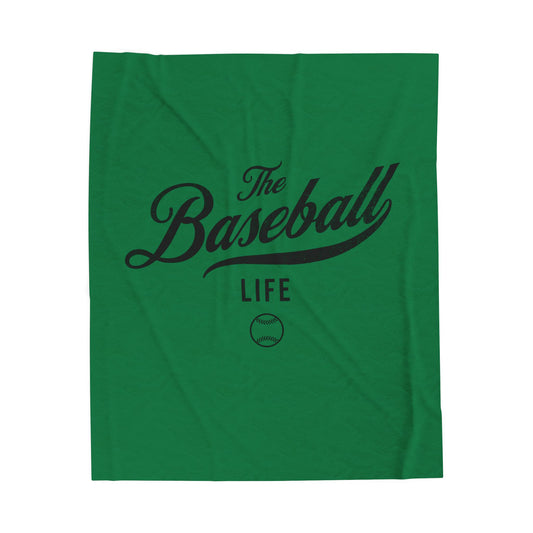 Velveteen Plush Blanket_Green with Black Print