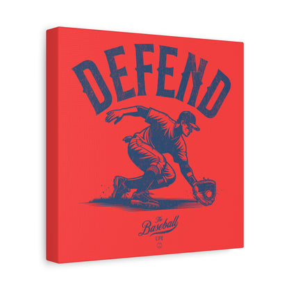 Defend Infielder Wall Art Canvas_Coral Red