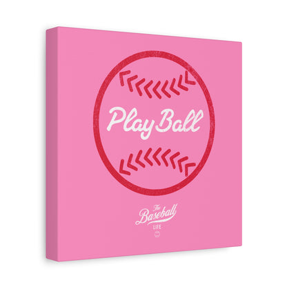 Play Ball Graphic Baseball Wall Art Canvas_Bubble Gum Pink