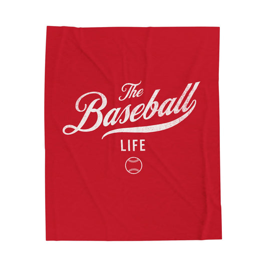 Velveteen Plush Blanket_Red with White Print