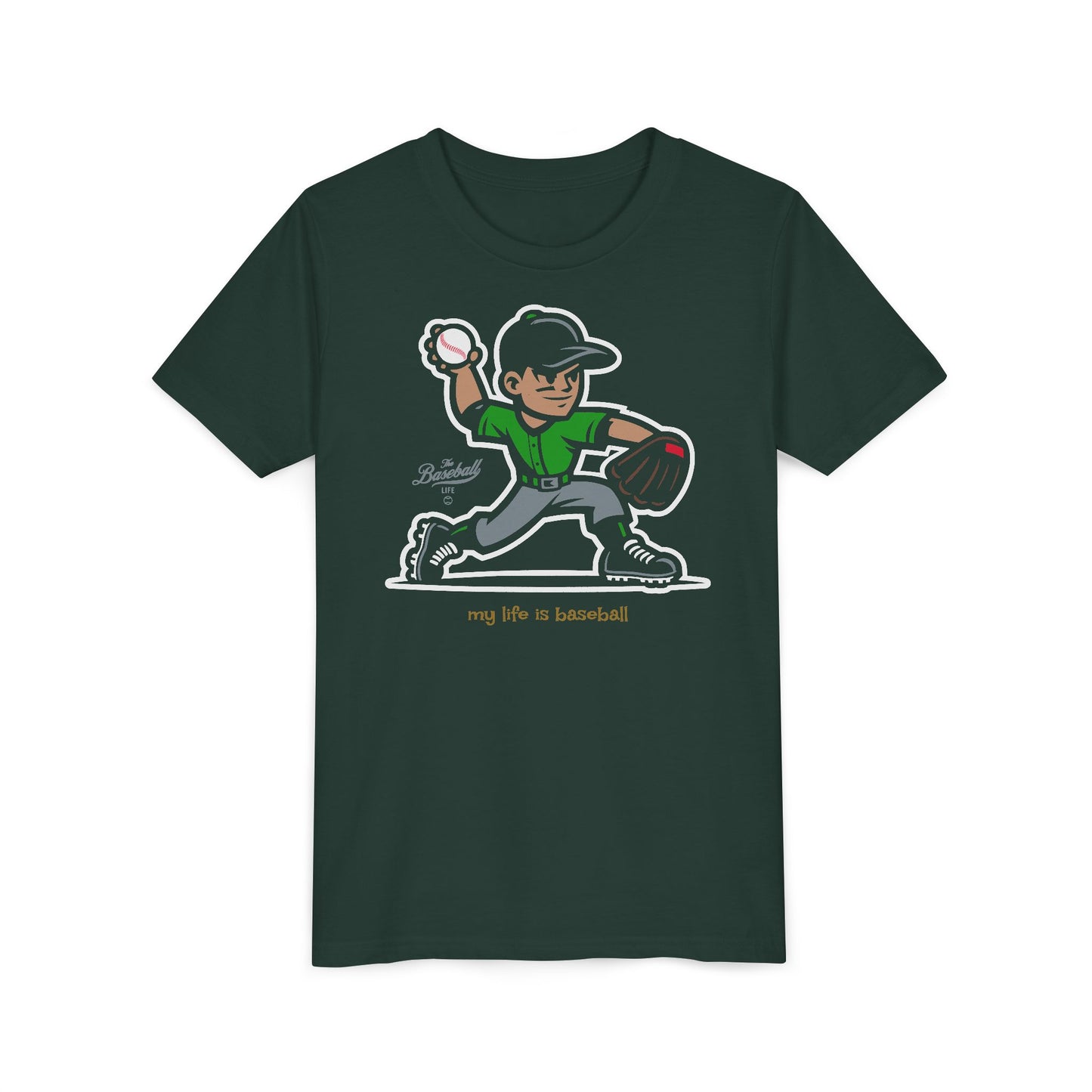 Youth Baseball T-Shirt_My Life is Baseball (Green)