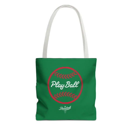 Baseball Icon Play Ball Tote Bag_Green
