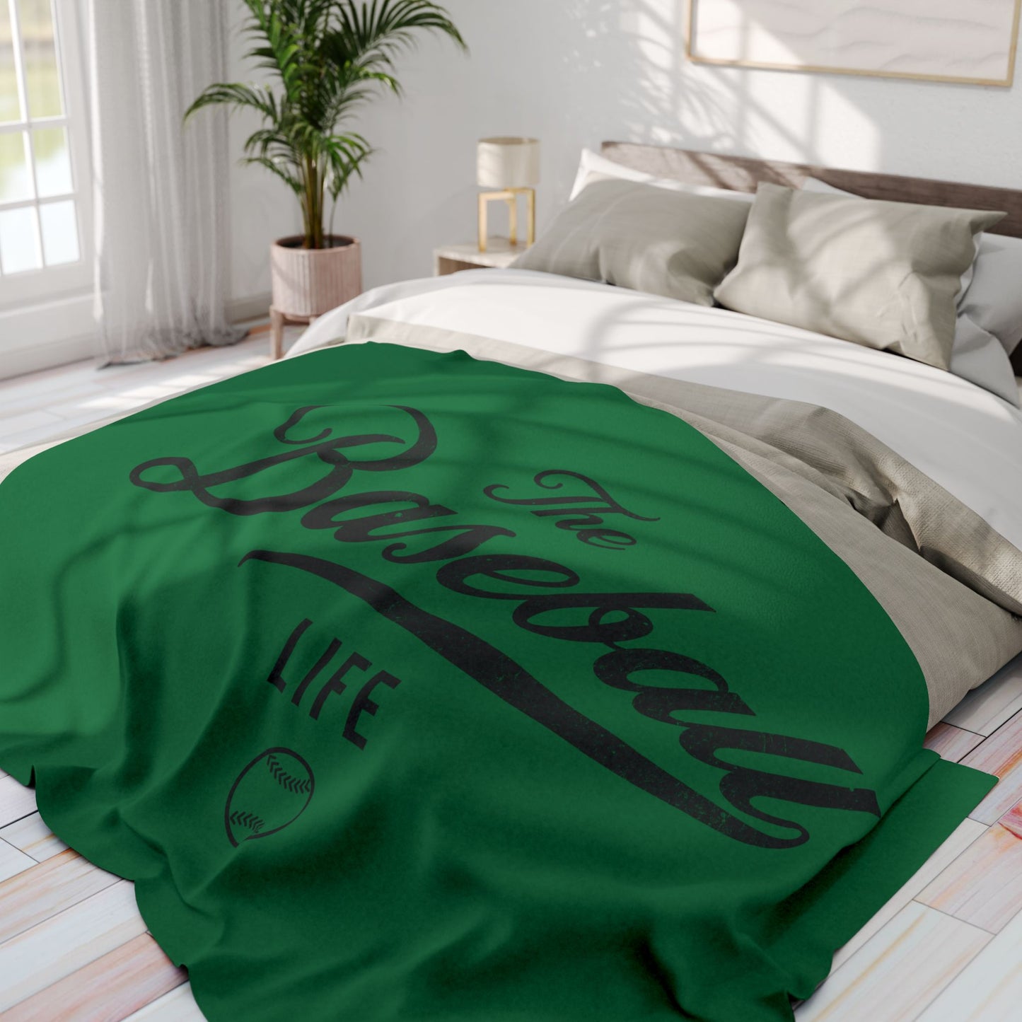 Fleece Blanket_Green w Black Print