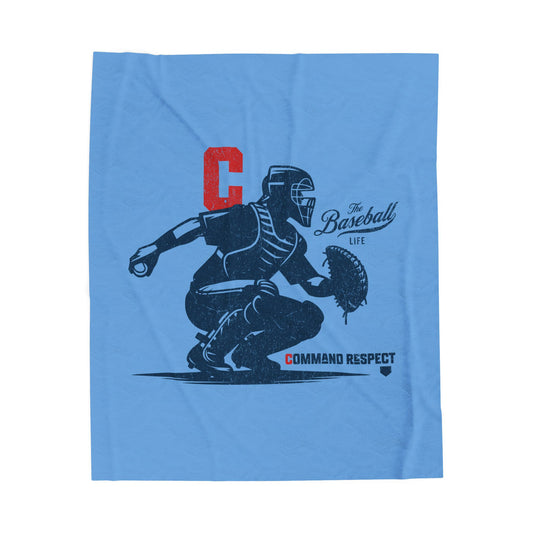 Velveteen Plush Blanket_Catcher_Command Respect_Carolina Blue