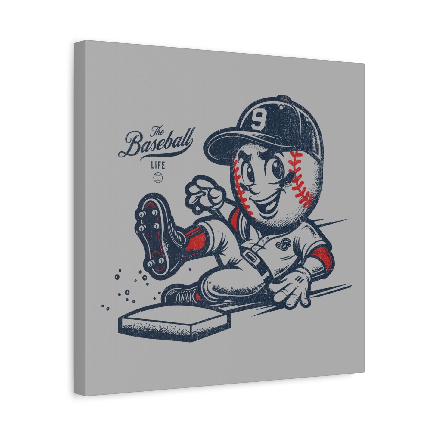 Mr. Baseball Mascot Sliding Wall Art Canvas