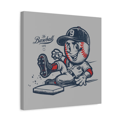 Mr. Baseball Mascot Sliding Wall Art Canvas
