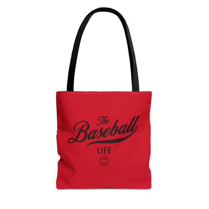 The Baseball Life Tote Bag_Red w Black Print
