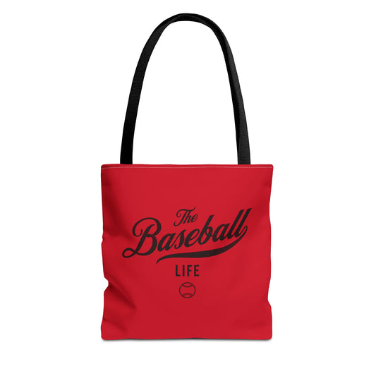 The Baseball Life Tote Bag_Red w Black Print