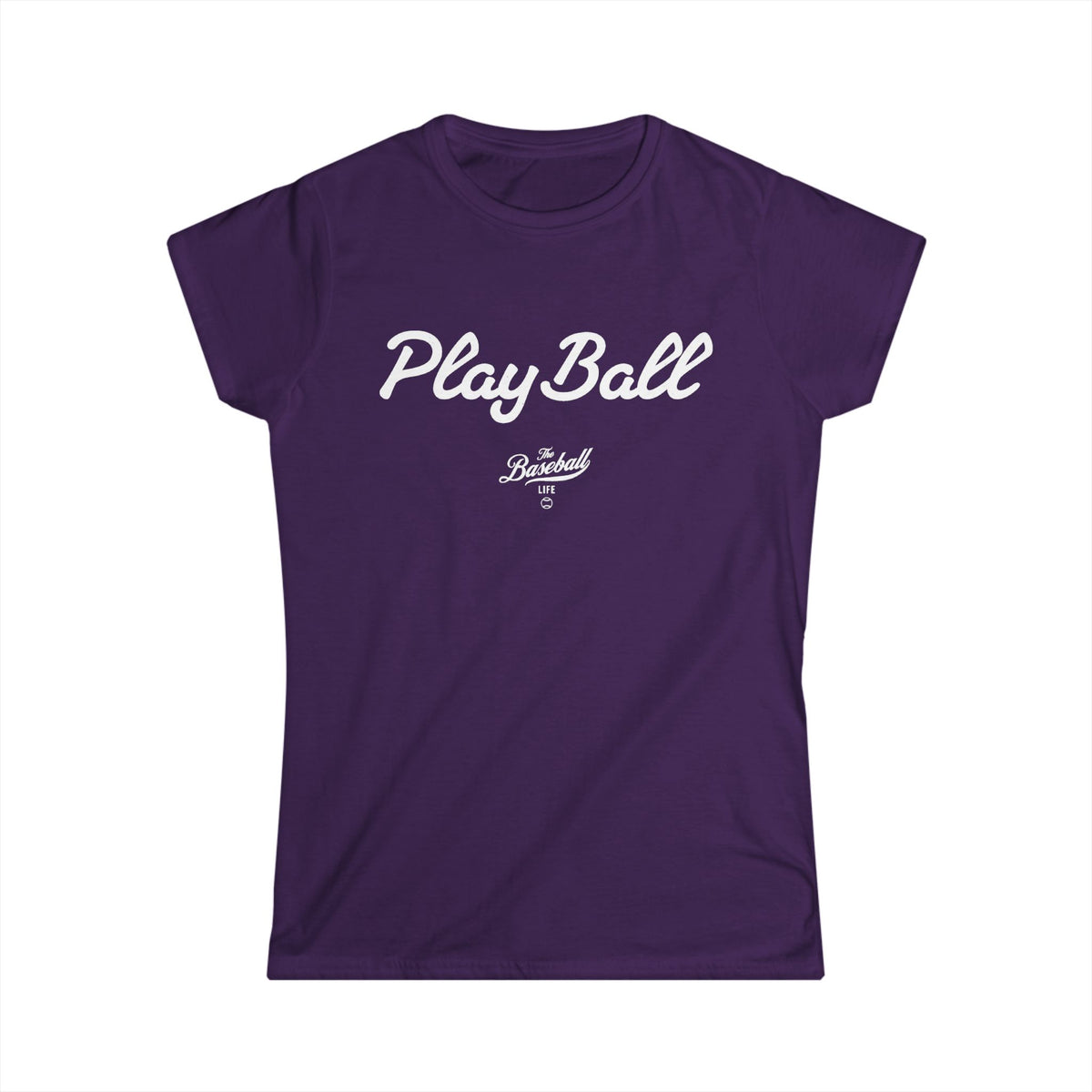 Play Ball Women's Baseball T-Shirt - White Print