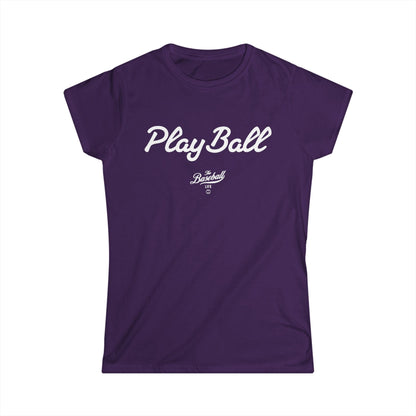 Play Ball Women's Baseball T-Shirt - White Print