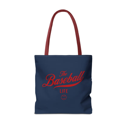 The Baseball Life Tote Bag_Navy w Red Print