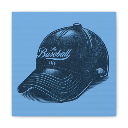The Baseball Life Ball Cap Wall Art Canvas_Carolina Blue
