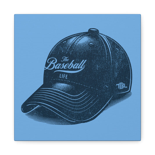 The Baseball Life Ball Cap Wall Art Canvas_Carolina Blue