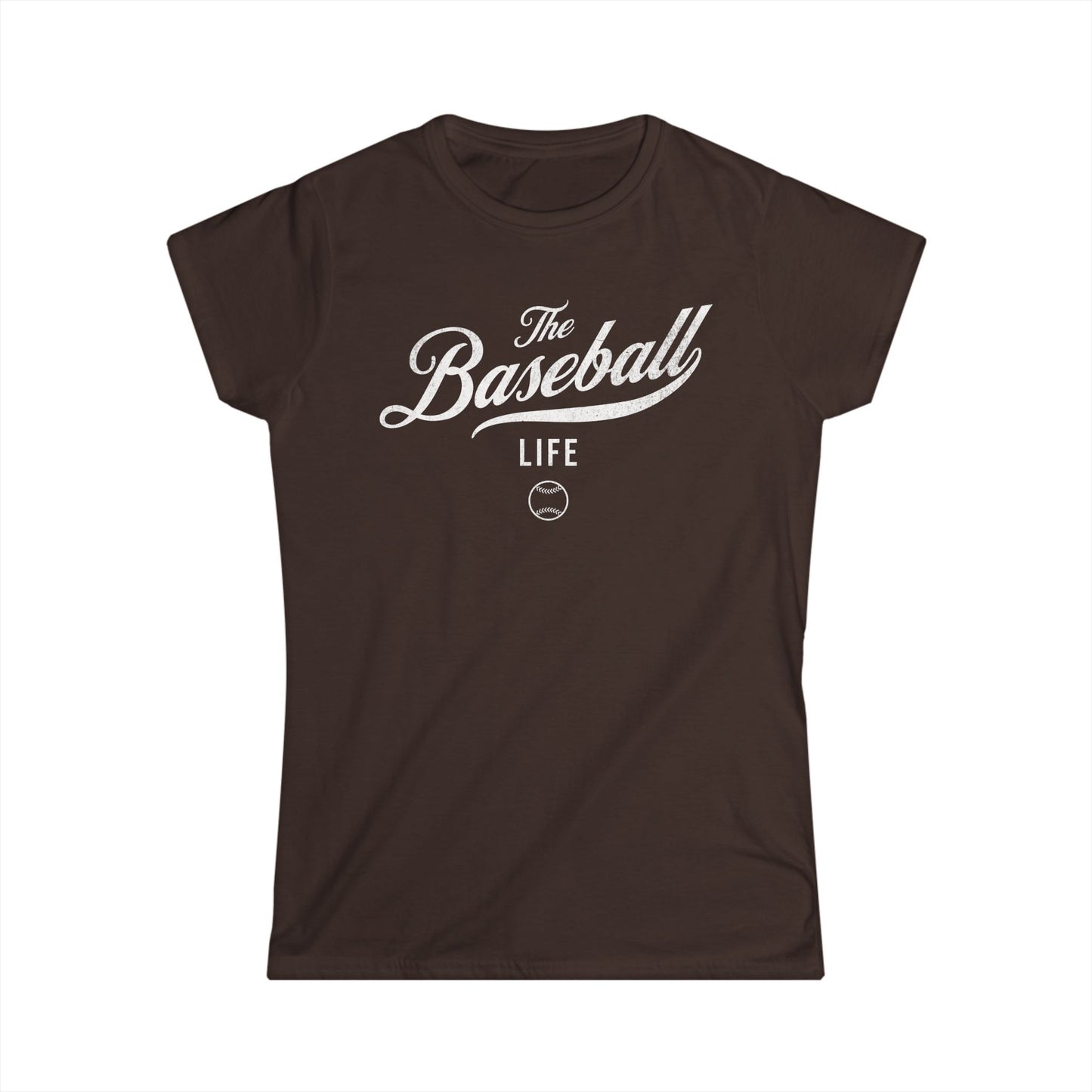 The Baseball Life Classic Script Tee_Women's_White Print