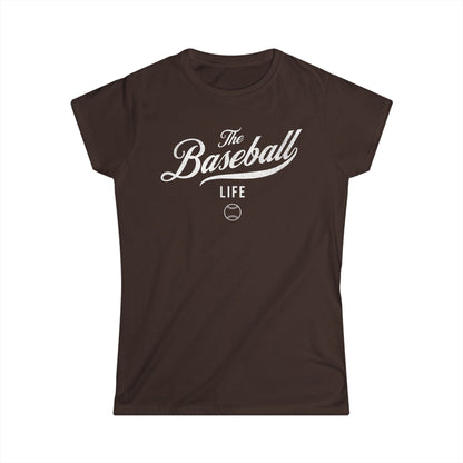 The Baseball Life Classic Script Tee_Women's_White Print
