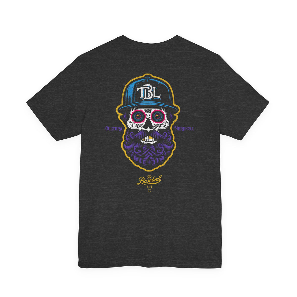 Sugar Skull with Beard Baseball T-Shirt