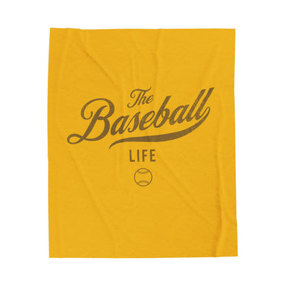Velveteen Plush Blanket_Yellow Gold with Old Gold Print