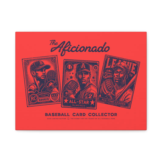 The Aficionado Baseball Card Collector Wall Art Canvas_Coral Red