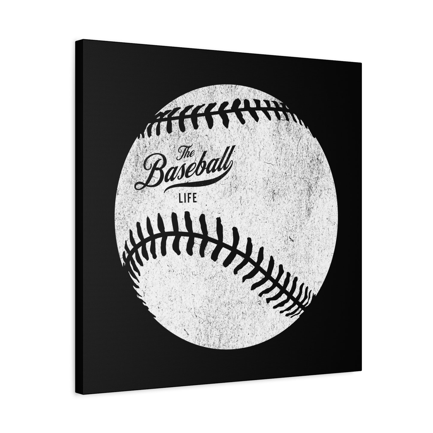Weathered Baseball Wall Art Canvas_Black
