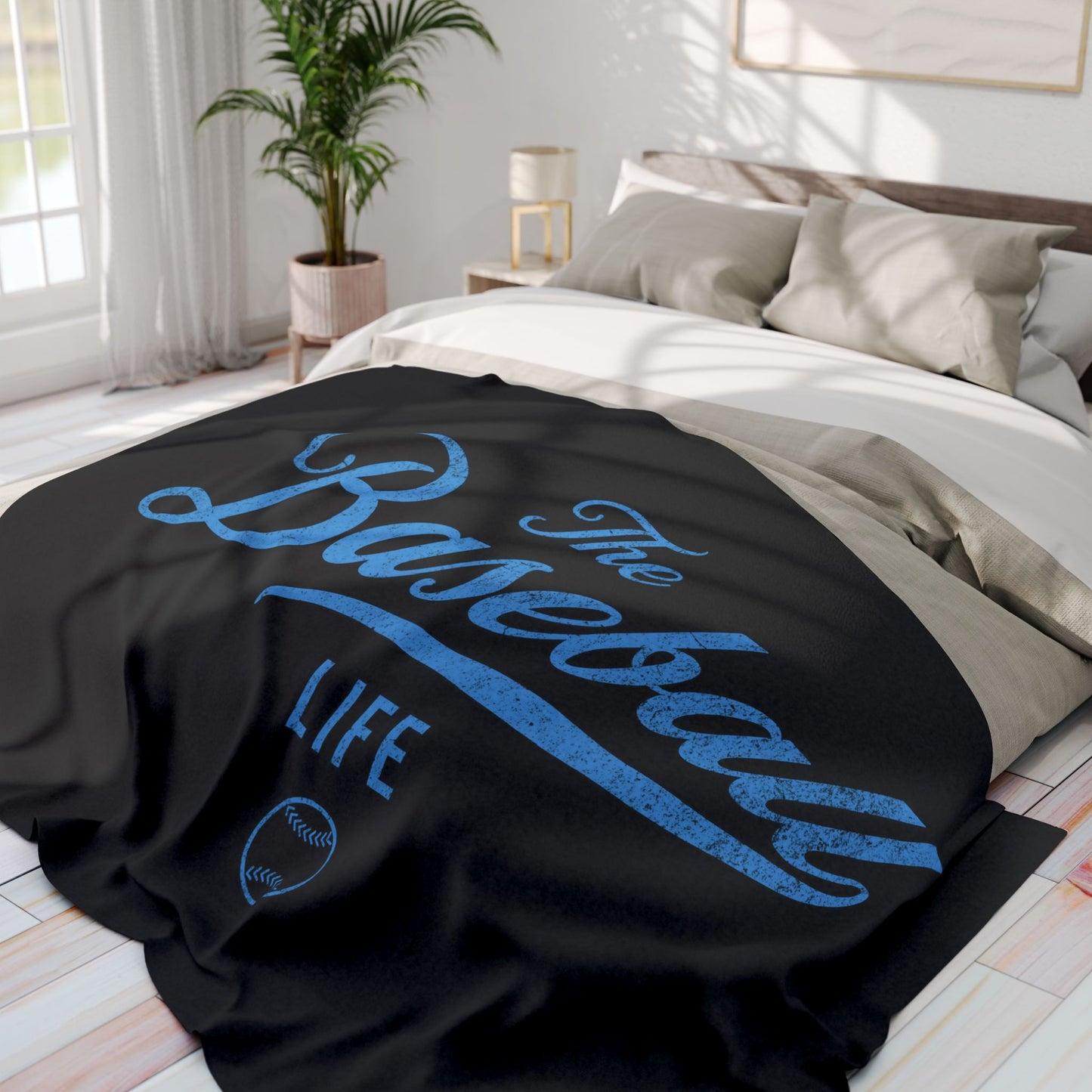 Fleece Blanket_Black w Carolina Blue Print