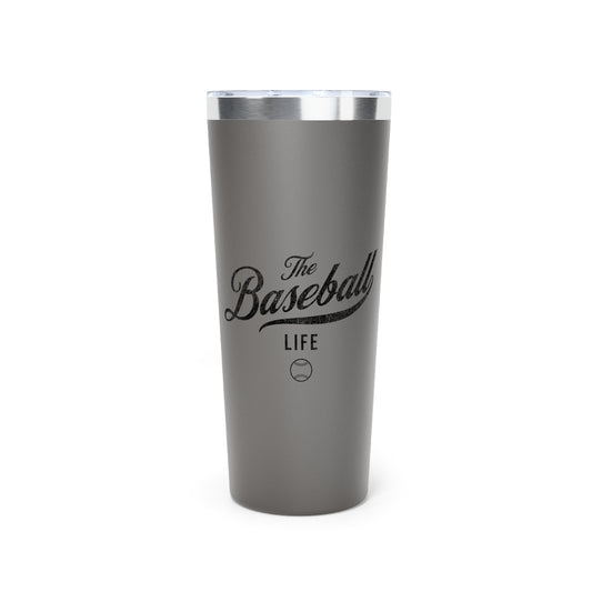 The Baseball Life 22oz Insulated Travel Tumbler_Gray w Black Print
