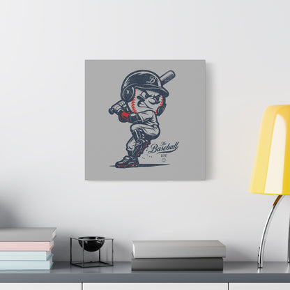 Mr. Baseball Mascot Batting Wall Art Canvas