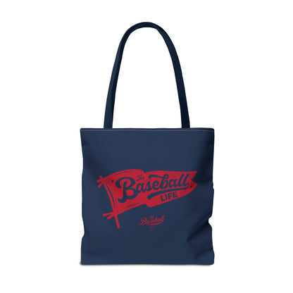 Vintage Pennant Tote Bag_Red Print on Navy