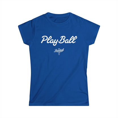 Play Ball Women's Baseball T-Shirt - White Print