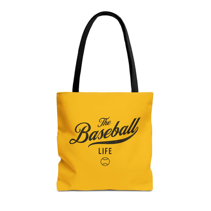 The Baseball Life Tote Bag_Yellow w Black Print