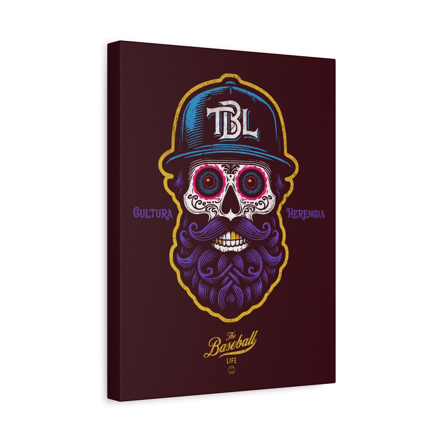 Beisbol Sugar Skull Series_Player 2 Wall Art Canvas_Coffee