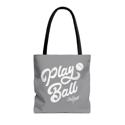 Play Ball Script Tote Bag_Medium Gray