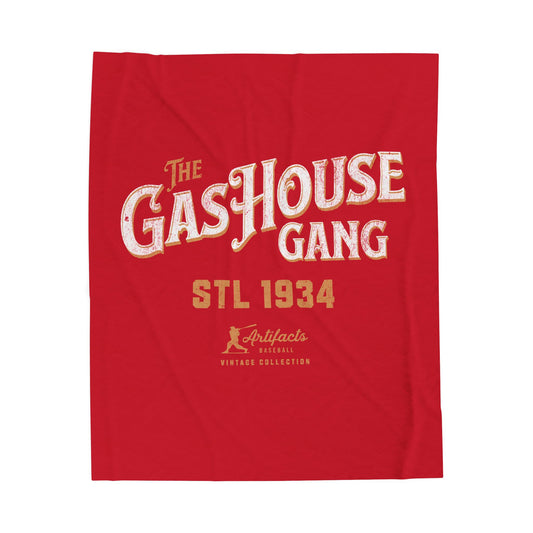 Velveteen Plush Blanket_Artifacts Baseball Collection_Gashouse Gang_Red