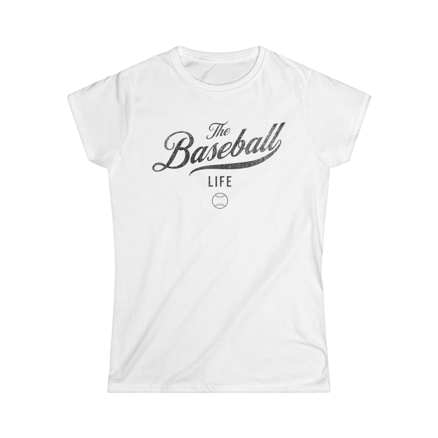 The Baseball Life Classic Script Tee_Women's_Black Print