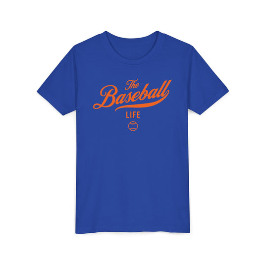 Youth The Baseball Life Classic Script T-Shirt_Orange Print