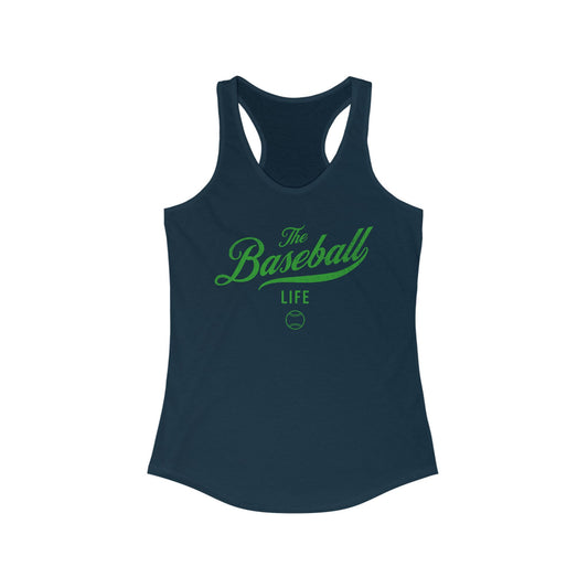 The Baseball Life Classic Script Tank_Green Print