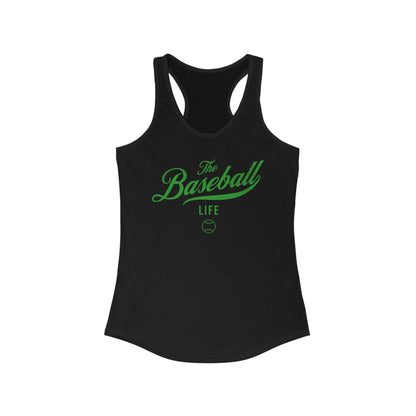 The Baseball Life Classic Script Tank_Green Print