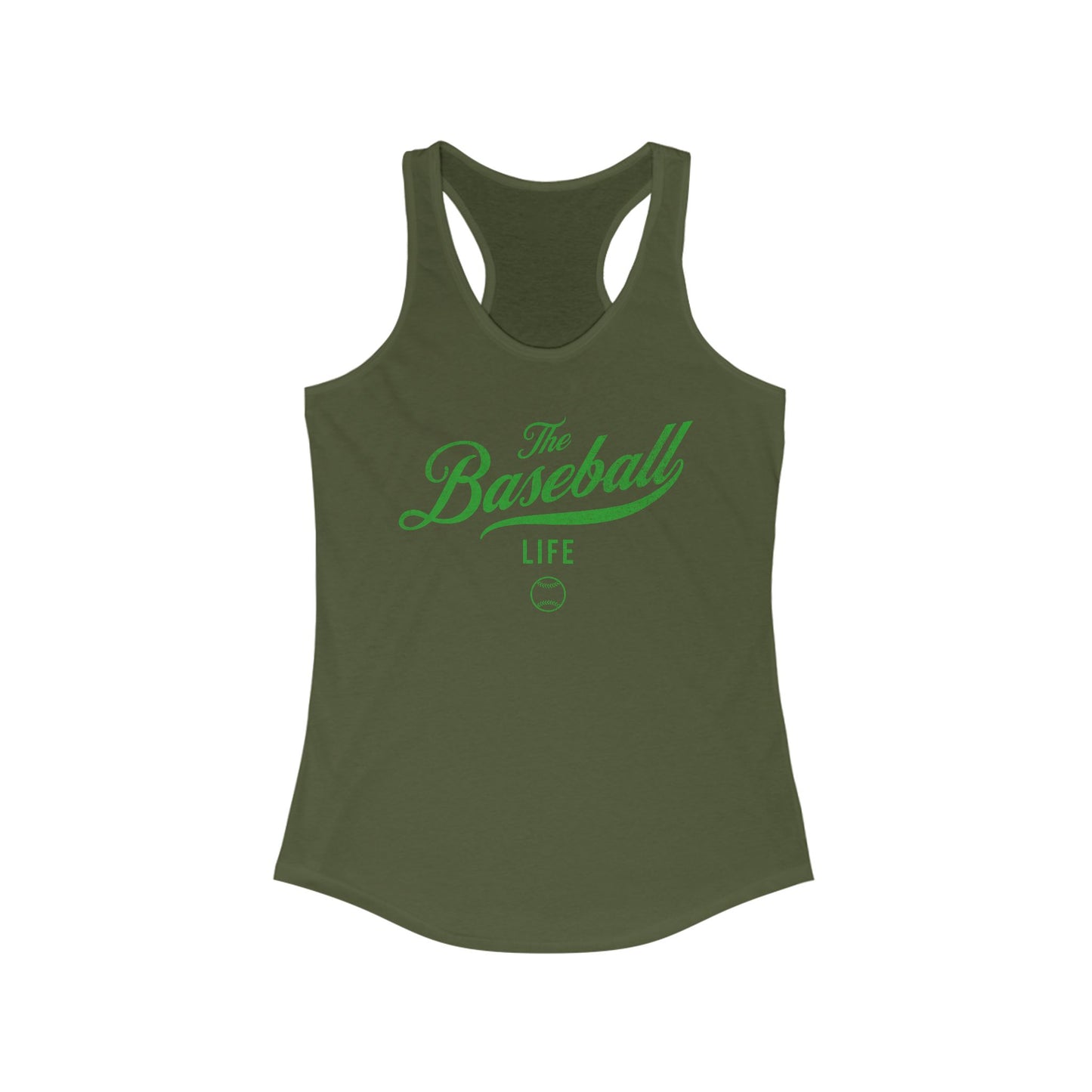 The Baseball Life Classic Script Tank_Green Print