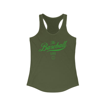 The Baseball Life Classic Script Tank_Green Print