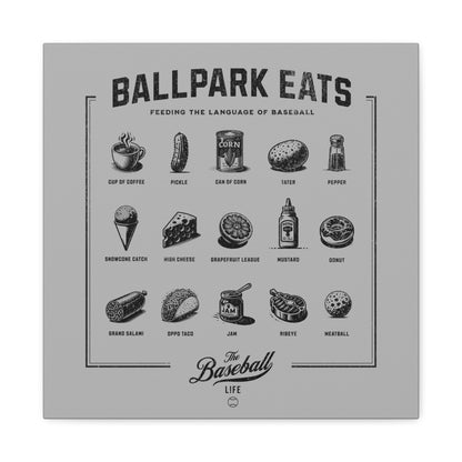 Ballpark Eats_Feeding the Language of Baseball Wall Art Canvas_Silver Gray