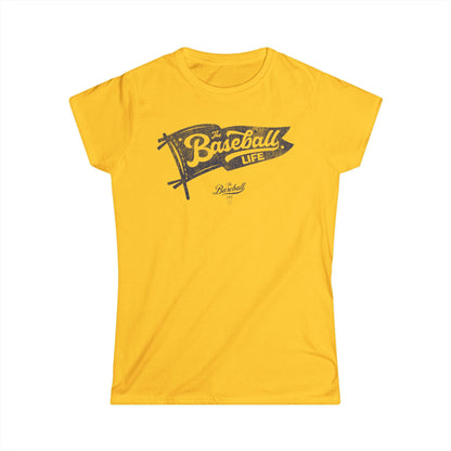Women's Vintage Baseball Pennant T-Shirt - Navy Print