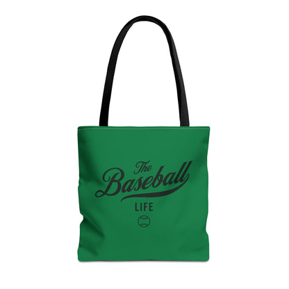 The Baseball Life Tote Bag_Green w Black Print