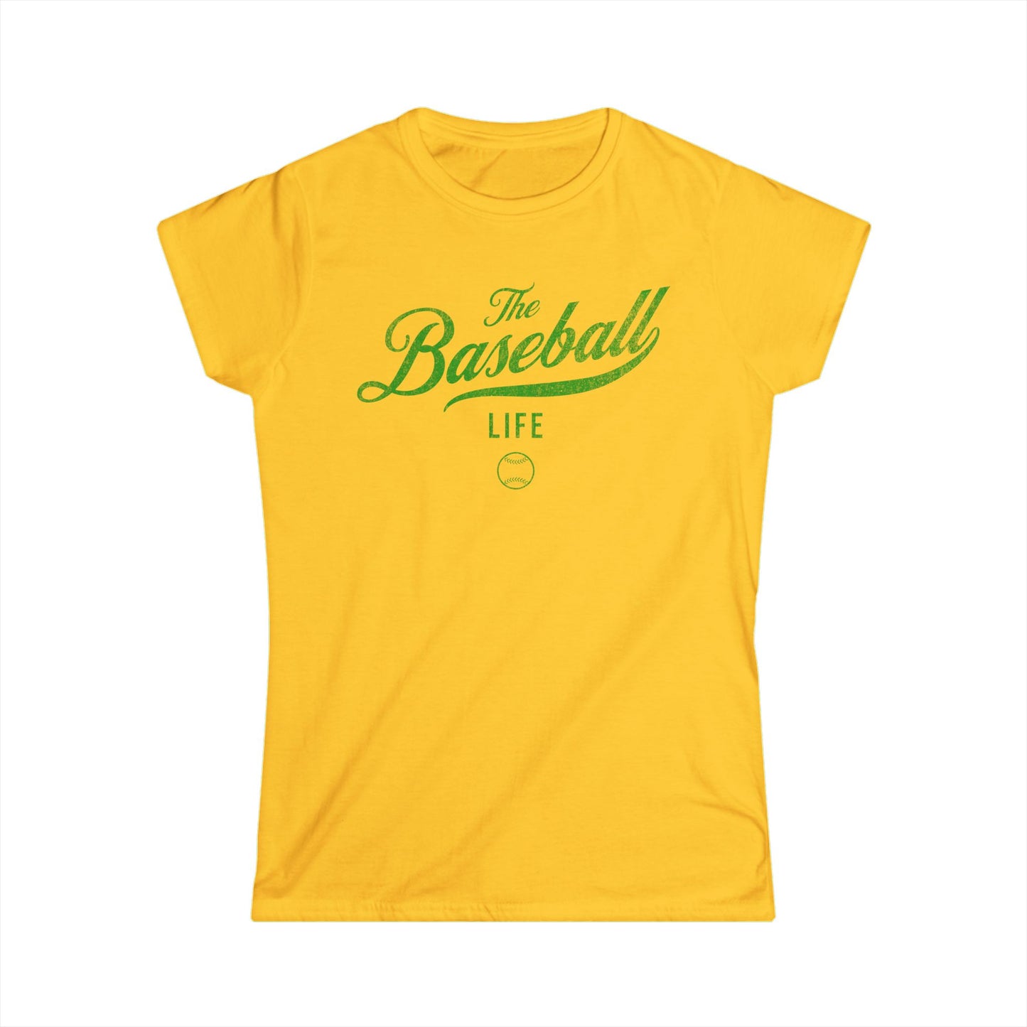 The Baseball Life Classic Script Tee_Women's_Green Print