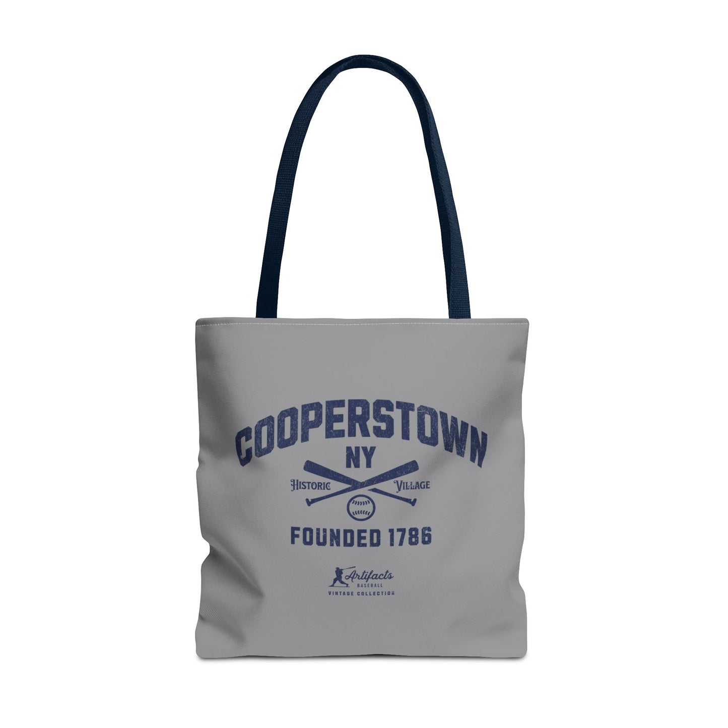 Cooperstown, NY Tote Bag_Gray w Navy Print