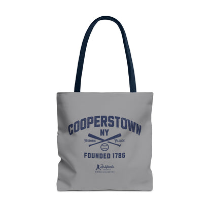 Cooperstown, NY Tote Bag_Gray w Navy Print