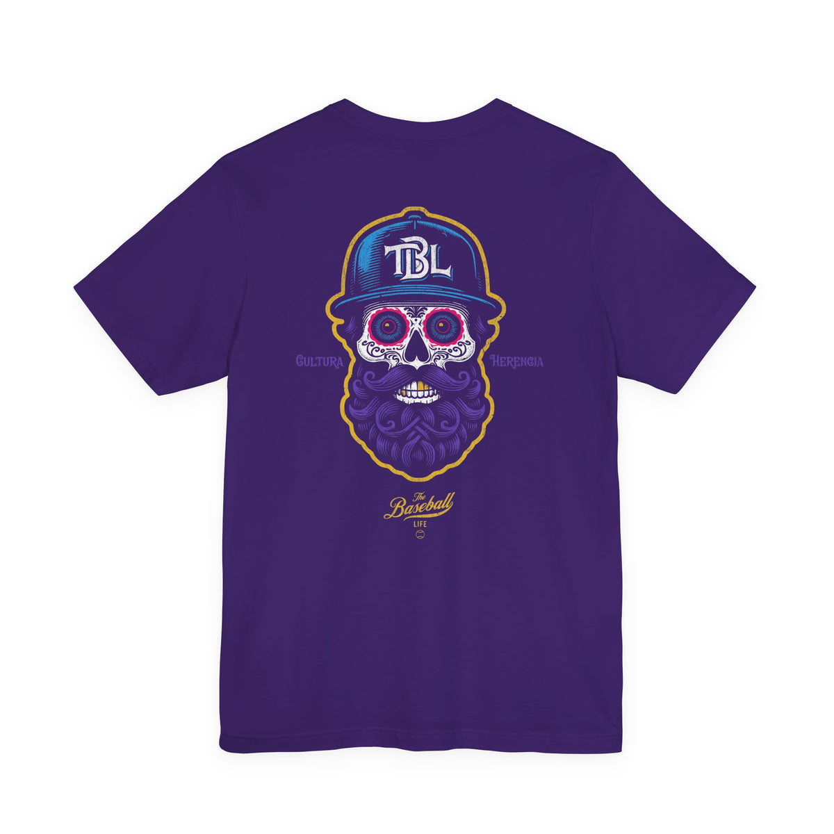Sugar Skull with Beard Baseball T-Shirt