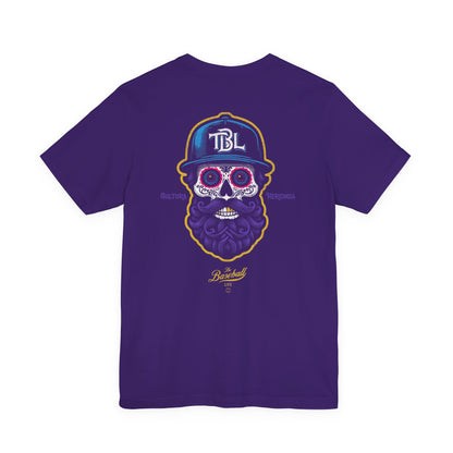 Sugar Skull with Beard Baseball T-Shirt