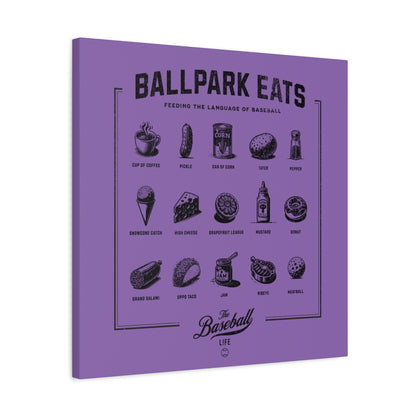 Ballpark Eats_Feeding the Language of Baseball Wall Art Canvas_Light Purple