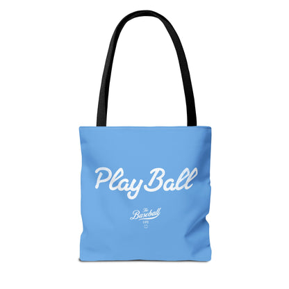 Play Ball Tote Bag_Carolina Blue with White Print